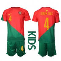 Fotbalové Dres Portugalsko Ruben Dias #4 Dětské Domácí MS 2022 Krátký Rukáv (+ trenýrky)